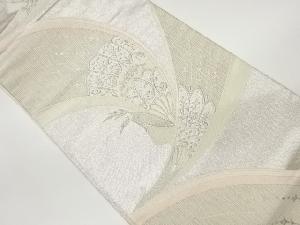 抽象孔雀に花模様織出し袋帯